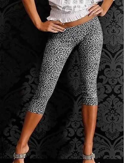 Black leopard print short Legging